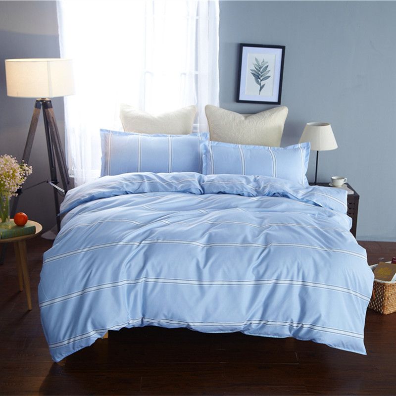 Pure Blue Bedding Set Nature Soft Duvet Cover Flat Bed Sheet Pillow Cases Full Queen King 220x240cm French Bedding Tinkerbell Bedding From Copy03
