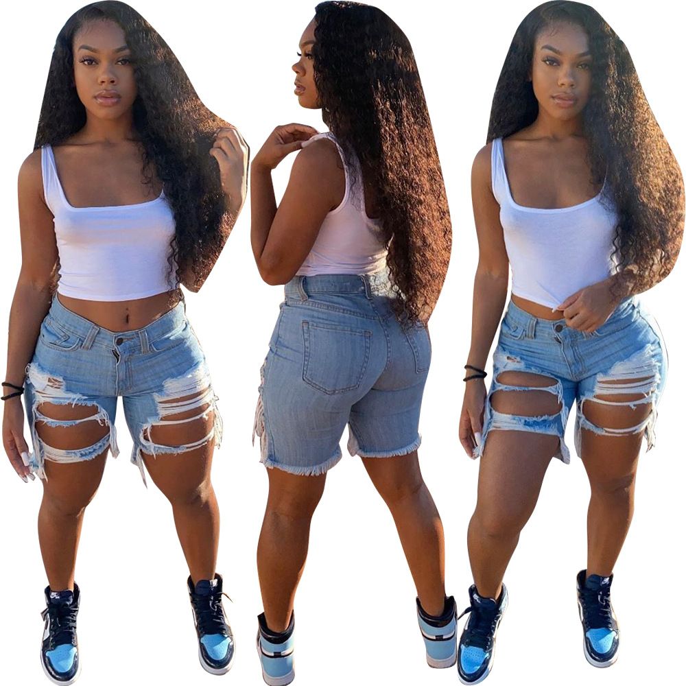 Women Light Blue Jeans Shorts Sexy 