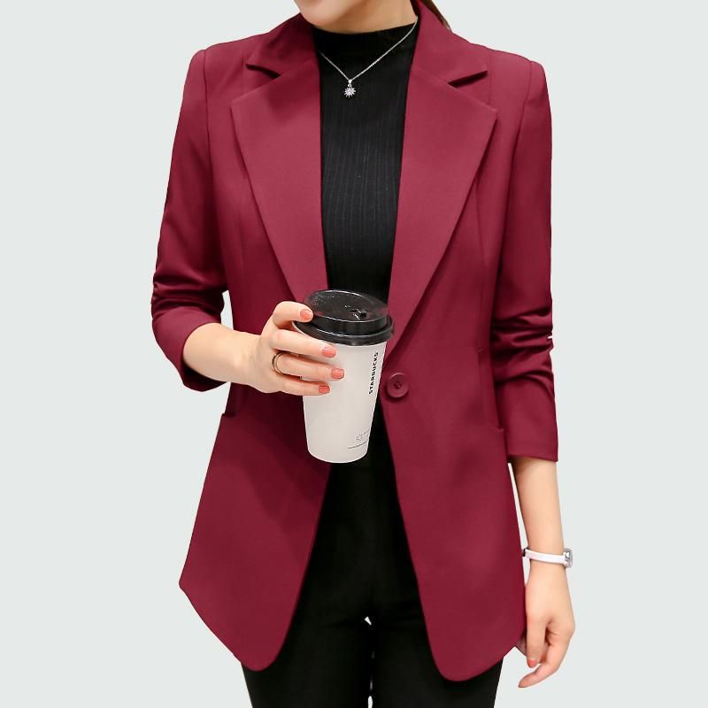 Compra Botón Vino Tinto Negro Blazers Y Chaquetas De Nuevo El Otoño Del  Resorte Del Solo Blazer Femenino Señoras Blazer Mujer Barato | Entrega  Rápida Y Calidad | DHgate Spain \u0026 Mexico