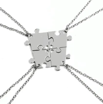 4 PCS Friends Collares Puzzle Colgante plateado la amistad BFF JIGSAW Gargantilla Collares para