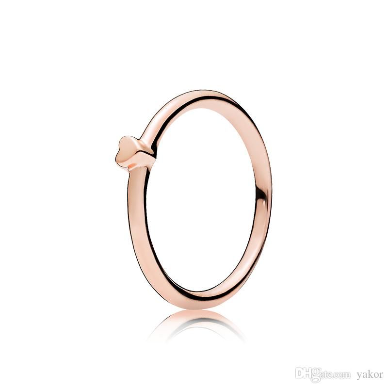 Acquistare Nuovi Anelli Di Band A Forma Di Cuore Piccoli Carini Pandora 925  Sterling Argento 14K Oro Rosa Anello Moda Con Scatola Originale Economico |  Consegna Veloce E Qualità | It.Dhgate