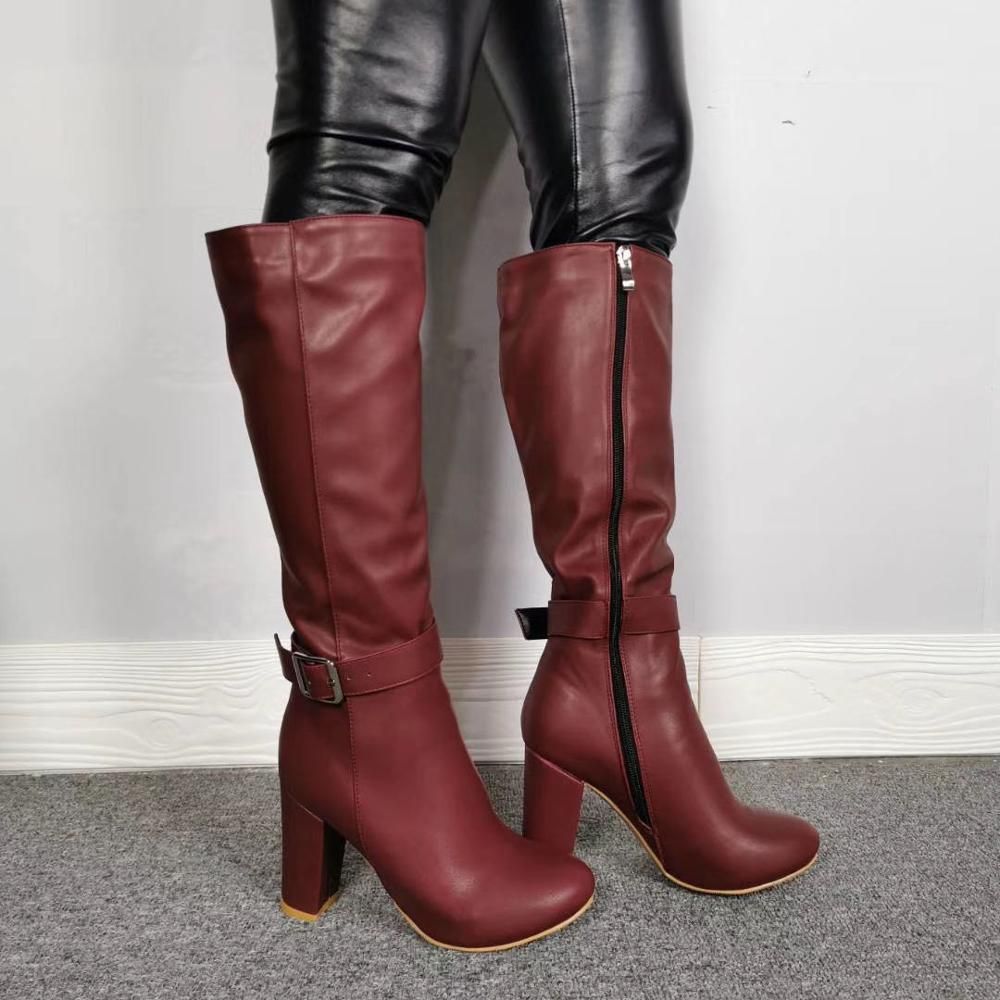 Wine boots knee clearance high