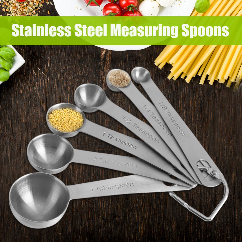 Stainless Steel Spoon Kitchen Seasoning Spoon Small 6Pcs Gauge Spoon Set/_#