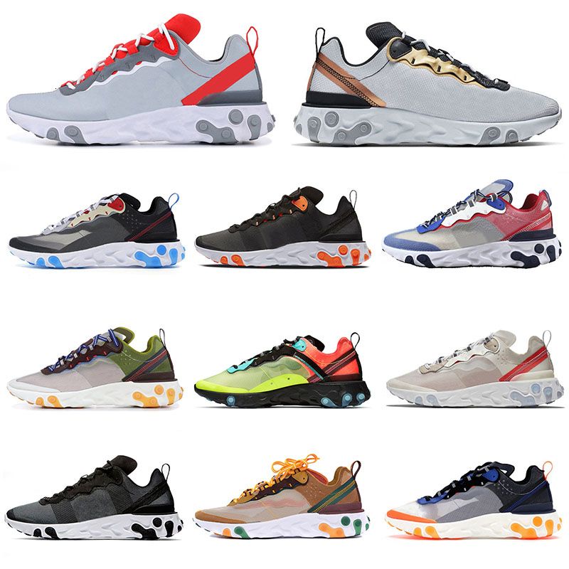 2020 Top Nk React Element 55 Royal Red React 87 Mens Running Shoes Total Orange Sail Metallic Gold Solar Red Moss Womens Trainers Sneakers From One3cm, $10.03 | DHgate.Com