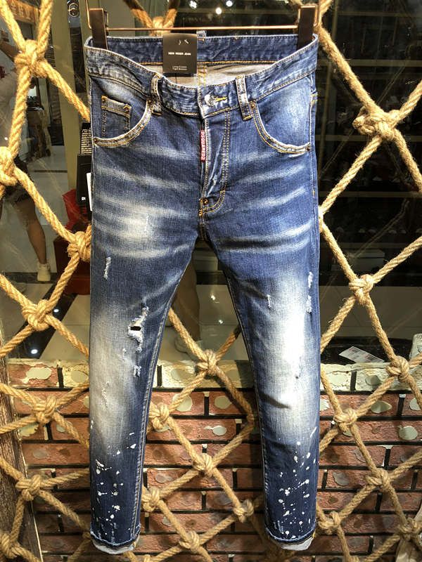 Italia Marca Rock D2 Jeans Hombres Ripped Denim Tearing Pantalones Jeans hombre