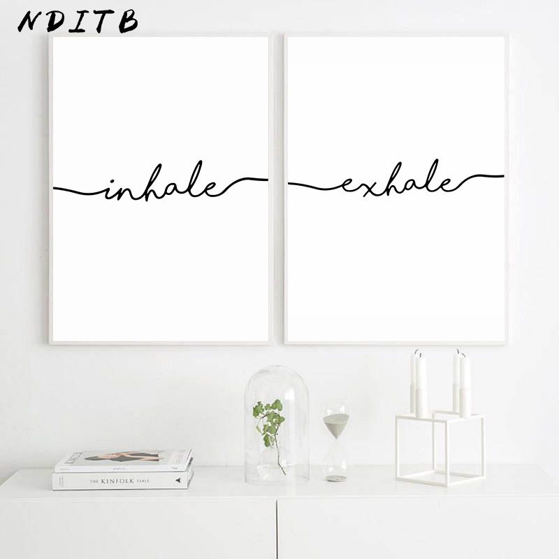 2020 Inhale Exhale Black White Poster Minimalist Canvas Wall Art Canvas Print Decorative Picture Painting Nordic Room Decoration From Rudelf 21 46 Dhgate Com