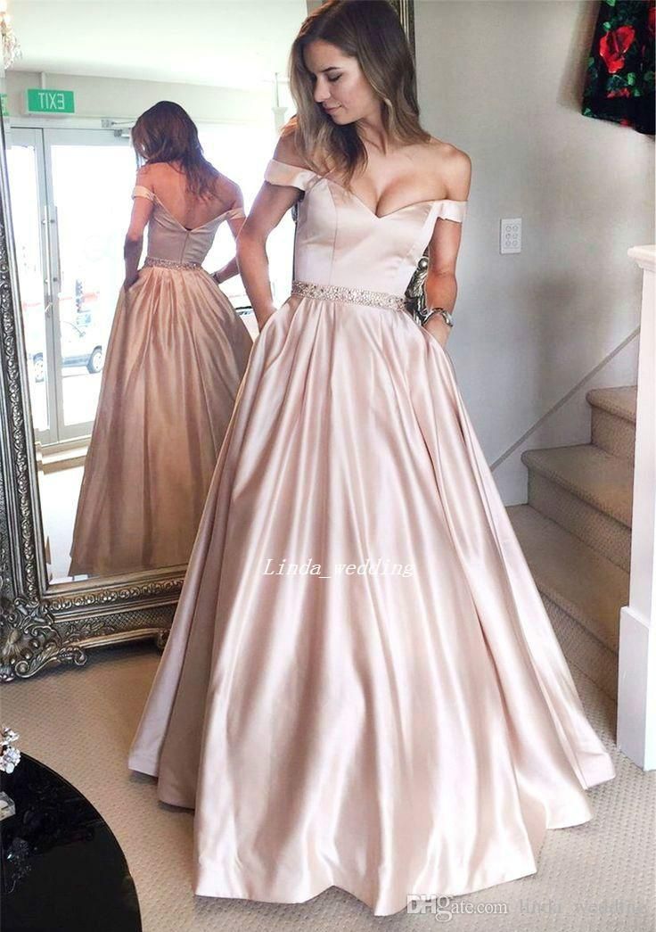 blush long prom dress