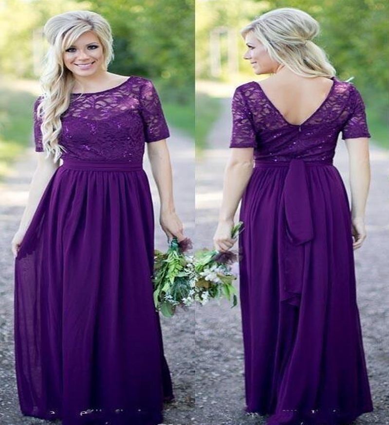 purple lace bridesmaid dress