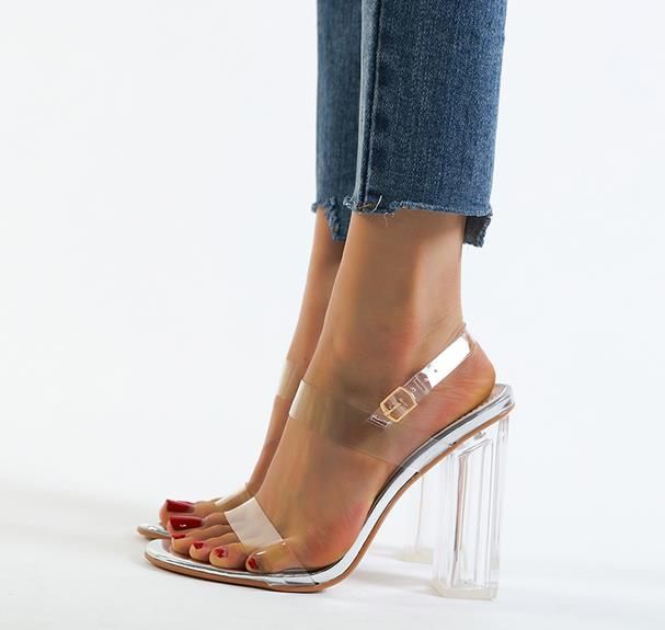 clear designer sandals