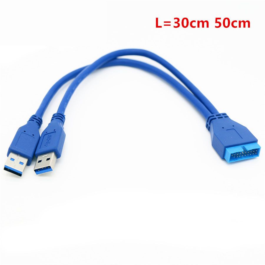 Dual 2 Port USB3.0 USB 3.0 A Male To Motherboard Mainboard 20Pin Cable