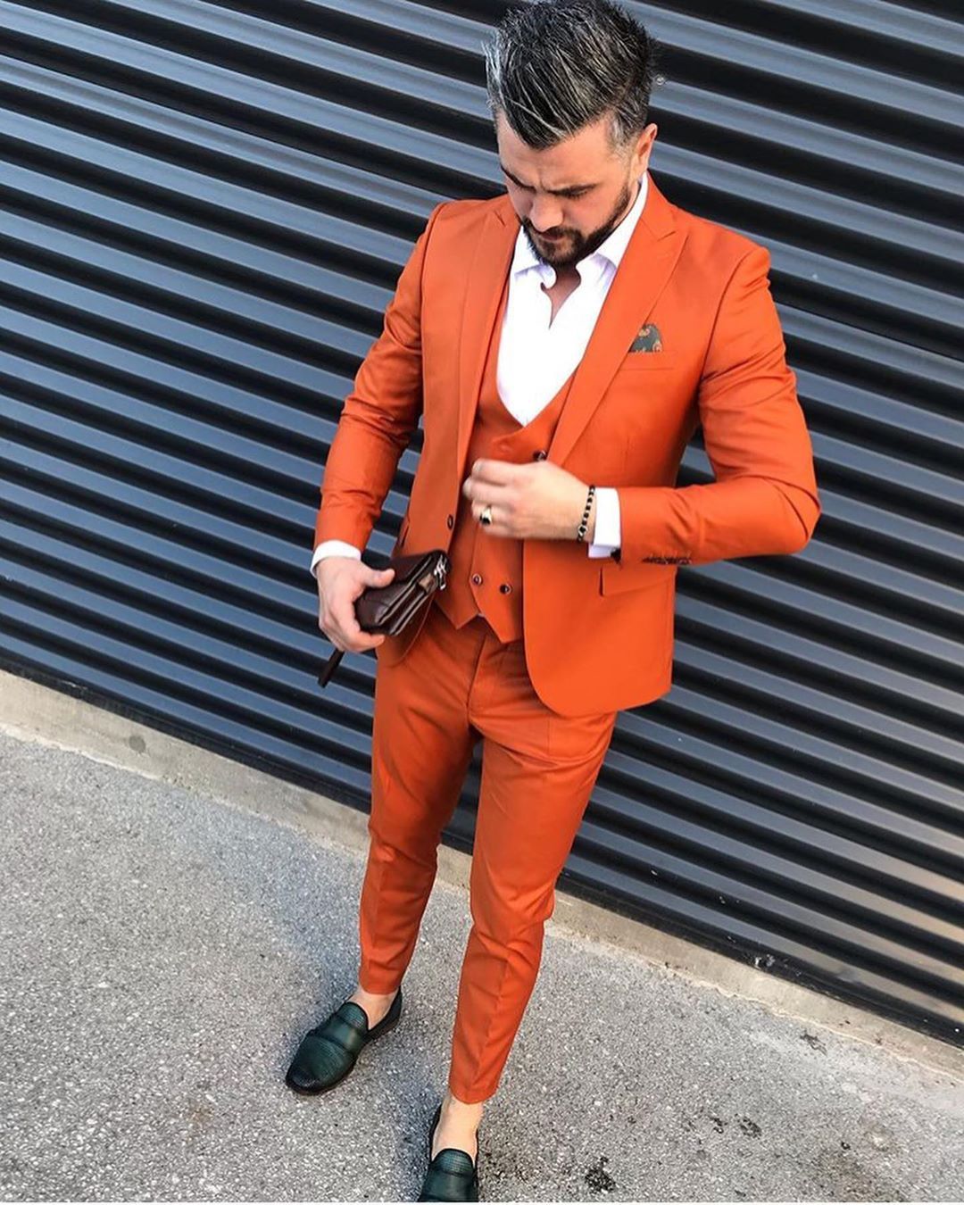 Orange Slim Fit Mens Prom Suits One 