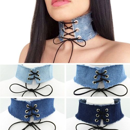 black lace up choker