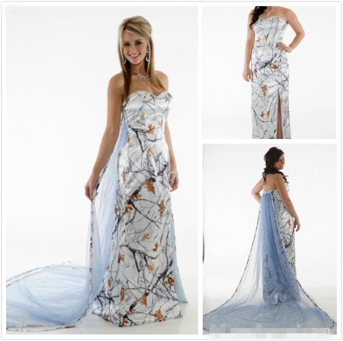 camo mermaid wedding dress