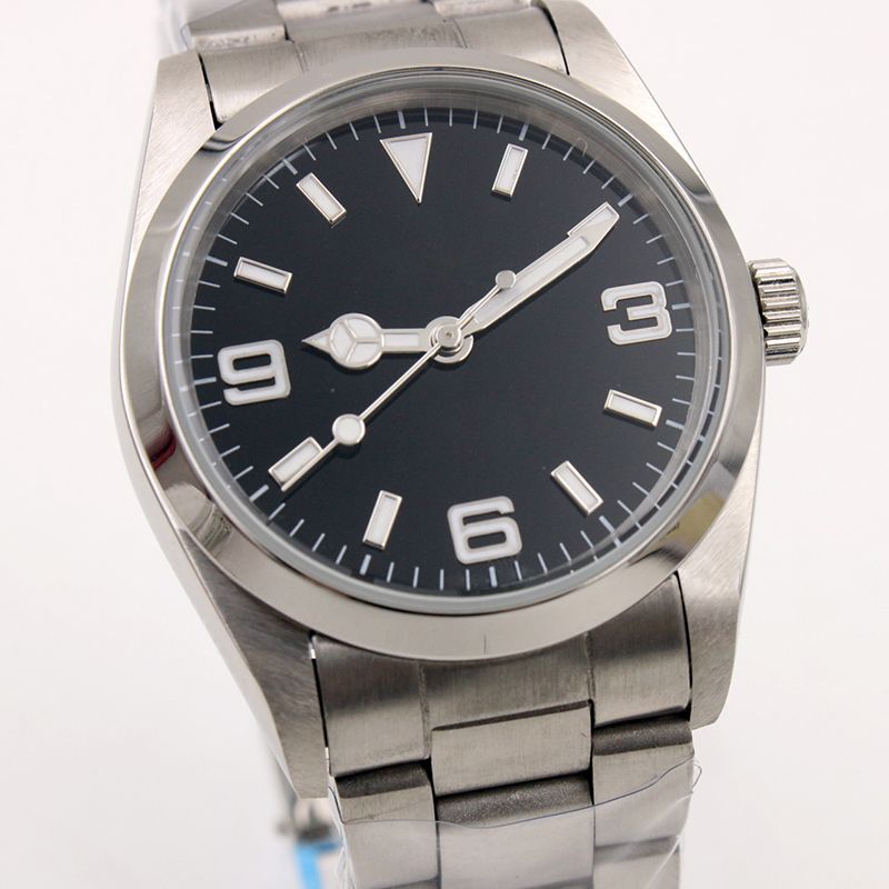 Outdoor 36MM Automatic Mens Watch With Fixed Domed Stainless Steel