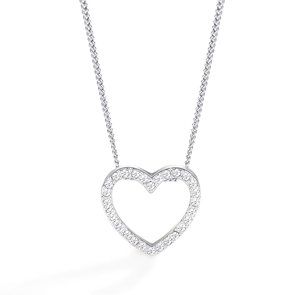 Gran corazón Collar Conjunto Aretes Plata//Blanco Oro Plateado Mujer Regalo