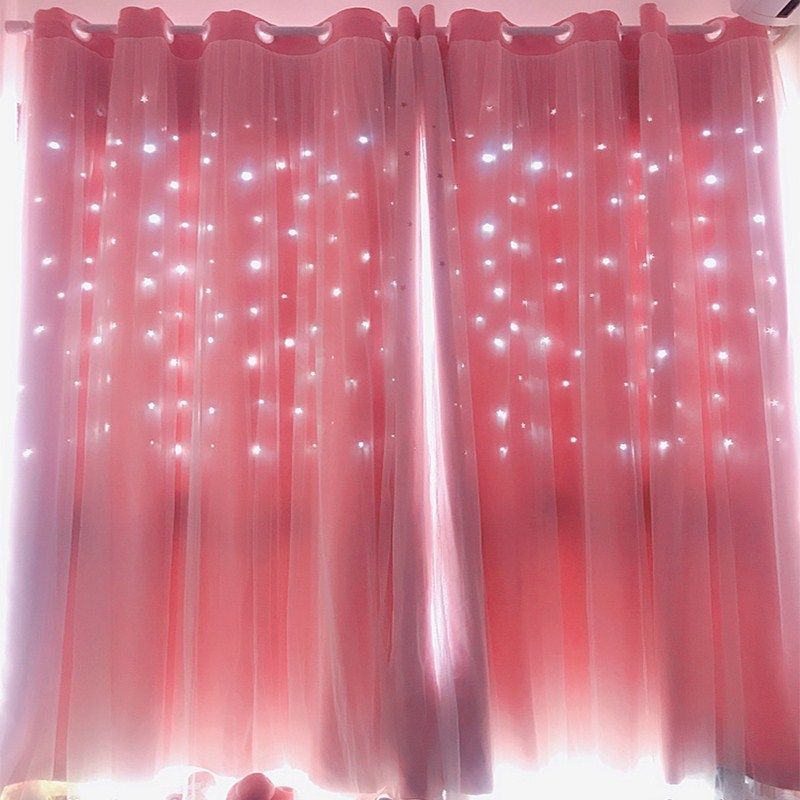 2019 Hollow Star Pink Blackout Curtains For Living Room Bedroom