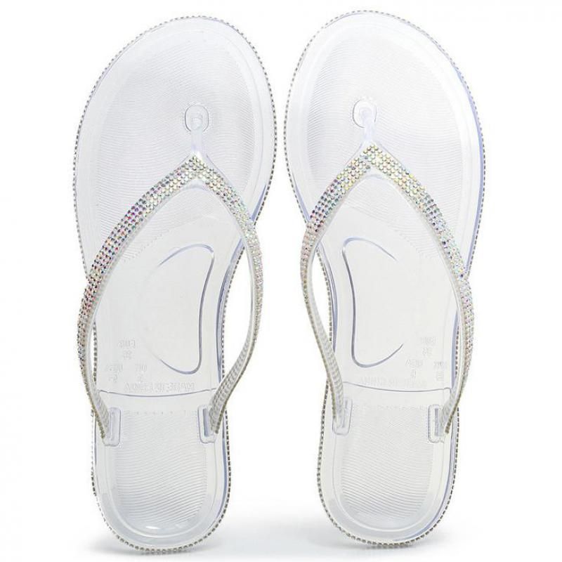 white diamond flip flops