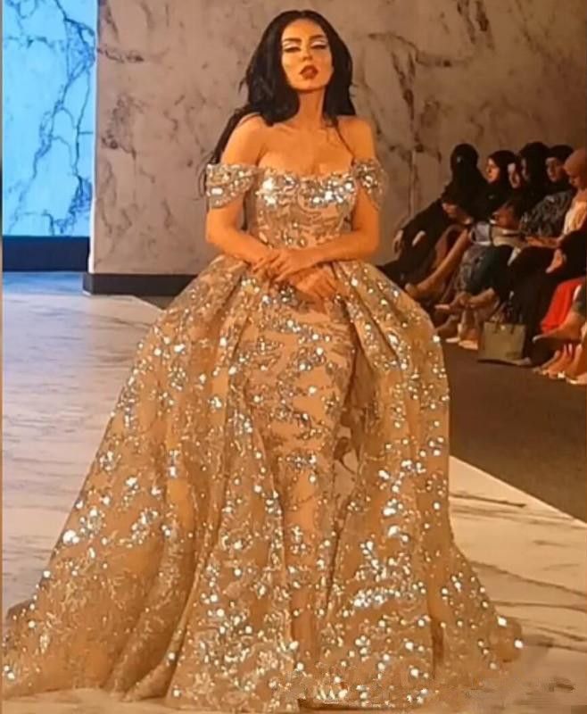 gold gown with train
