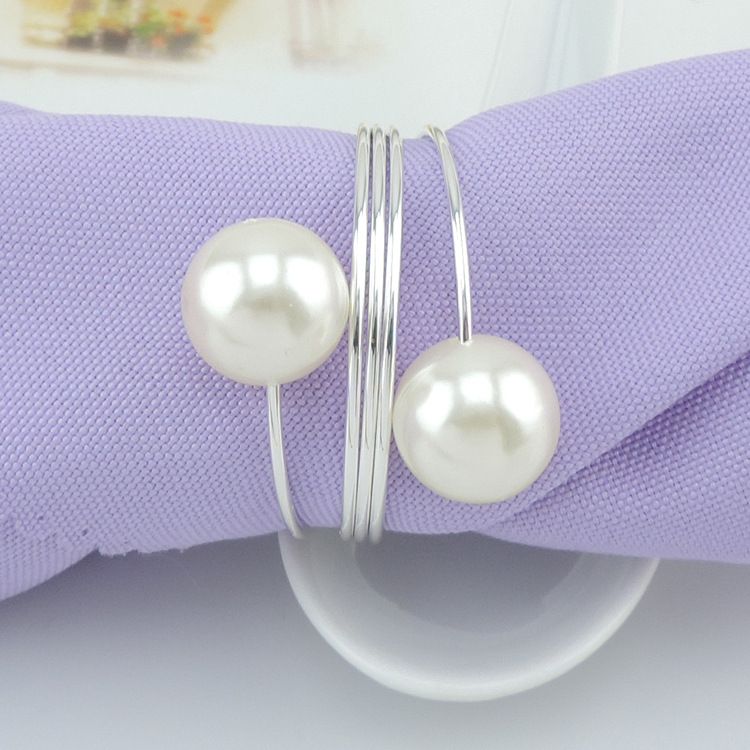 White Pearls Napkin Ring Wedding Napkin Rings Napkin Buckle For