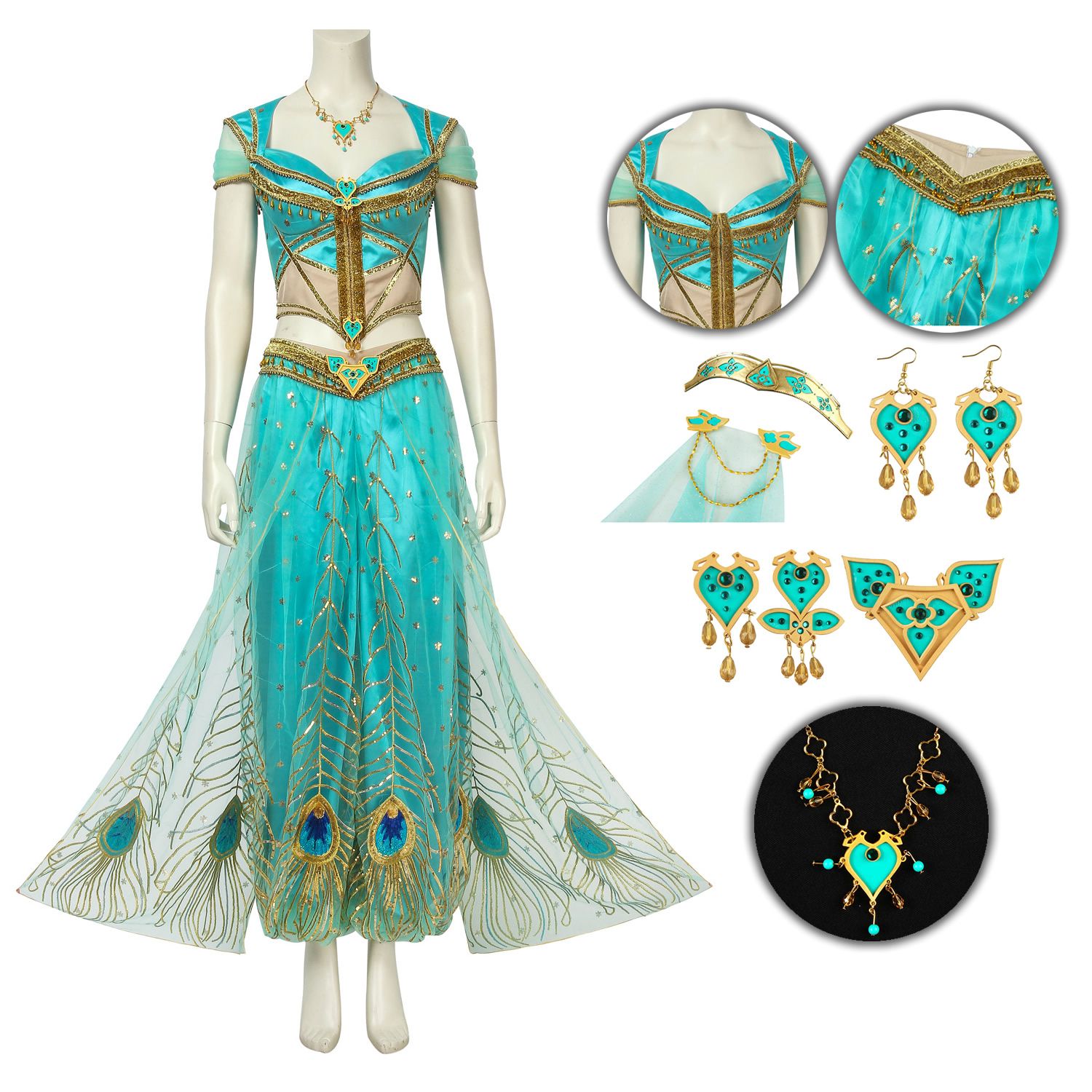 Venda Por Atacado De Tipo De Produto Vestido Da Princesa Costume Jasmine  2019 Filme Aladdin Cosplay Partido Modernos E De Baixo Preço| DHgate.Com
