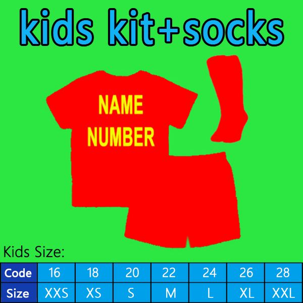어린이 키트 + 이름 번호가있는 양말