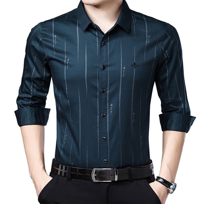 2020 Me Shirt 2019 Mens Striped Dress Shirts Male High Quality
