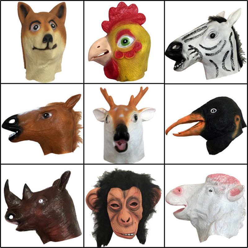Animal Halloween Masks Creepy Horse Unicorn Alpaca Dog Rubber masques Latex party Zebra yellow ape masks Animal Halloween Masks Creepy Horse Unicorn Alpaca Dog Rubber masques Latex party Zebra yellow ape masks