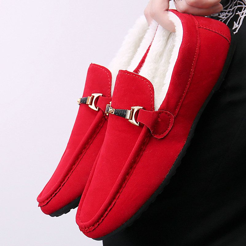red suede casual slip on