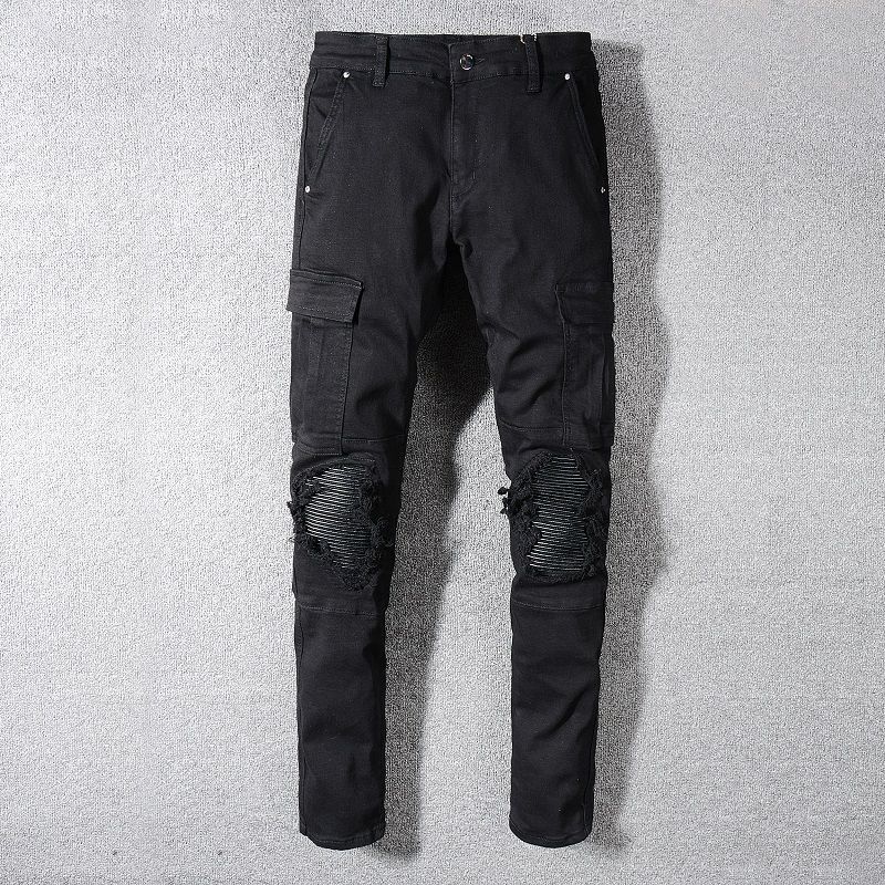 black skinny cargo pants mens