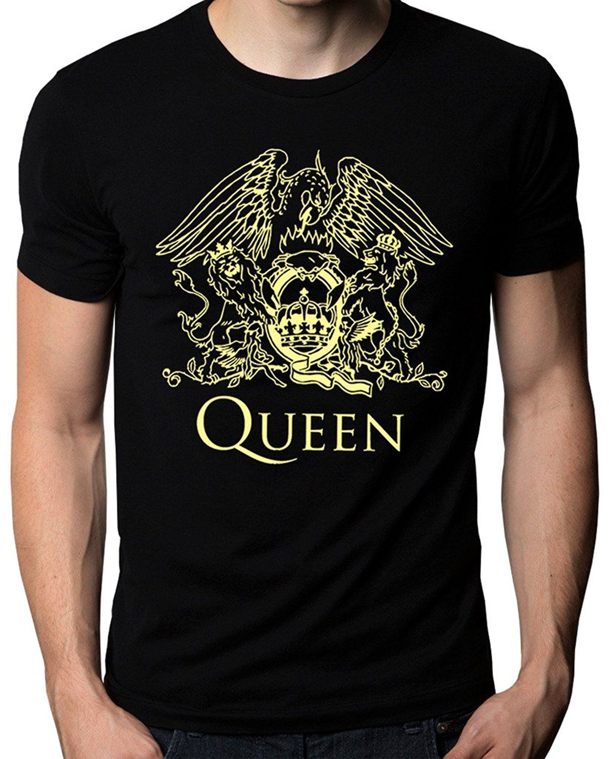 Queen Band Rock Music Logo Camiseta De Los Hombres De La Venta Caliente De Los Hombres Camiseta De La Manera Camisetas Impresión De Manga Corta O Cuello Hombres Baratos Calientes De