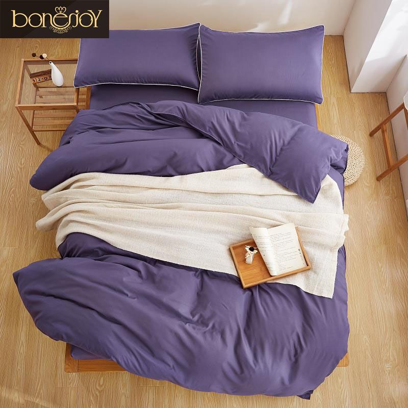 Bonenjoy Grey Purple Bedding Set King Size Cotton Blend Bed Sheet