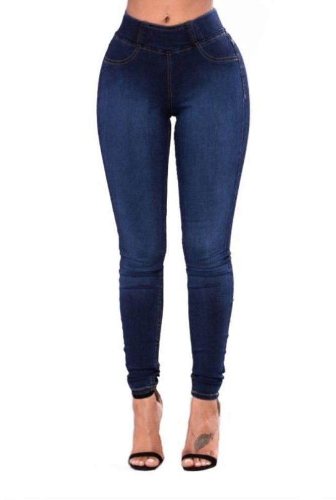 2019 Navy Blue New Arrival Slim Jeans For Women Skinny High Waist Candy ...