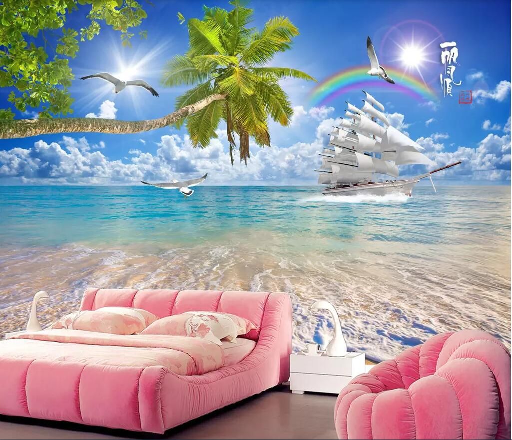3d room wallpaper custom photo non-woven mural Smooth sailing coconut tree beach spray 3D landscape TV background wallpaper for walls 3 d 3d room wallpaper custom photo non-woven mural Smooth sailing coconut tree beach spray 3D landscape TV background wallpaper for walls 3 d