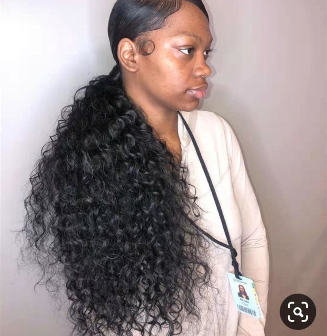 Swoop low curly weave black ponytail hairpiece for black women Clip in wraps around kinky curly Swoop low curly weave black ponytail hairpiece for black women Clip in wraps around kinky curly