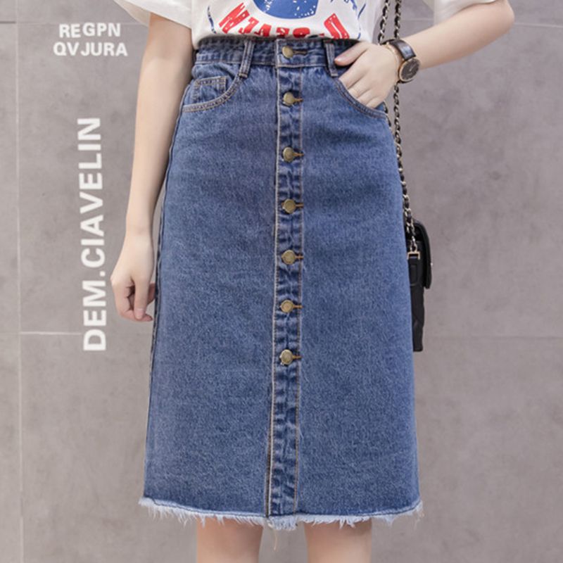jeans skirts knee length online