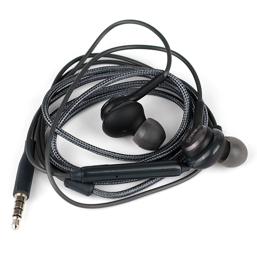 Black Mic And Volume Control Wired Stereo Headsets In Ear Earphone