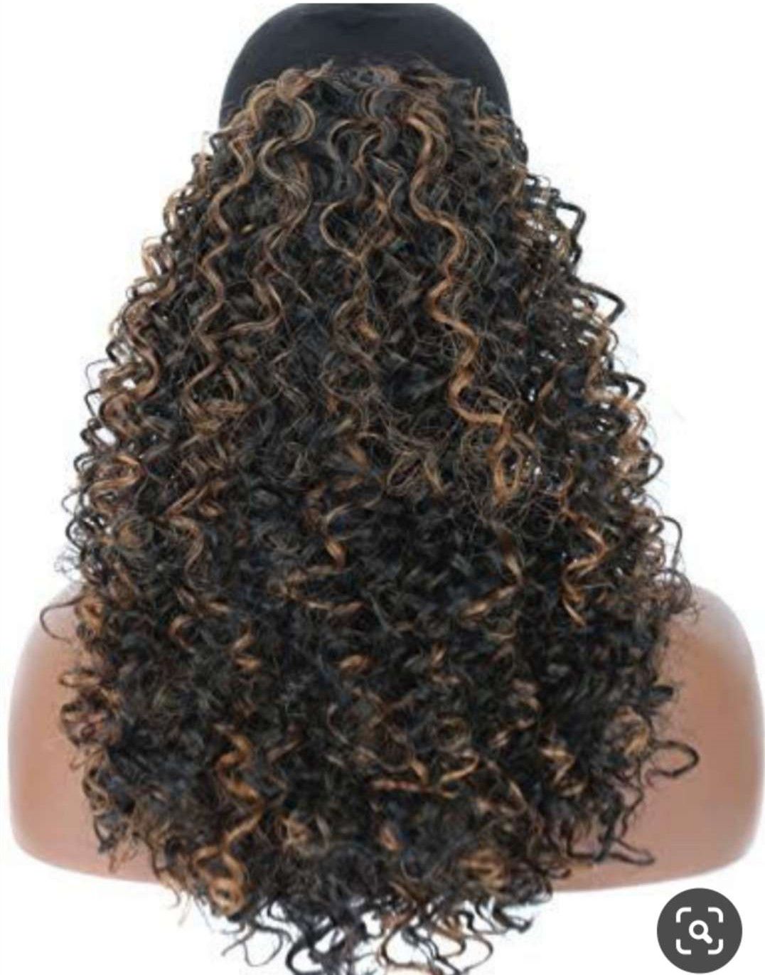 Fashion Black brown Highlights 1b/30 human hair Kinky curly hair extensions Drawstring ponytail hairpiece with two clips 140g Fashion Black brown Highlights 1b/30 human hair Kinky curly hair extensions Drawstring ponytail hairpiece with two clips 140g
