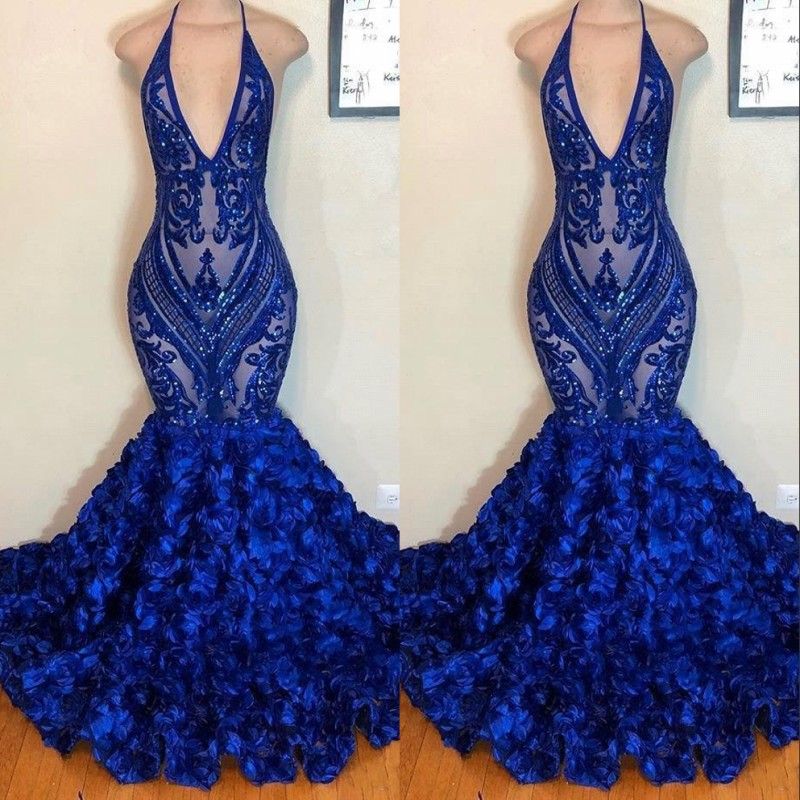 crossover neck fishtail evening dress