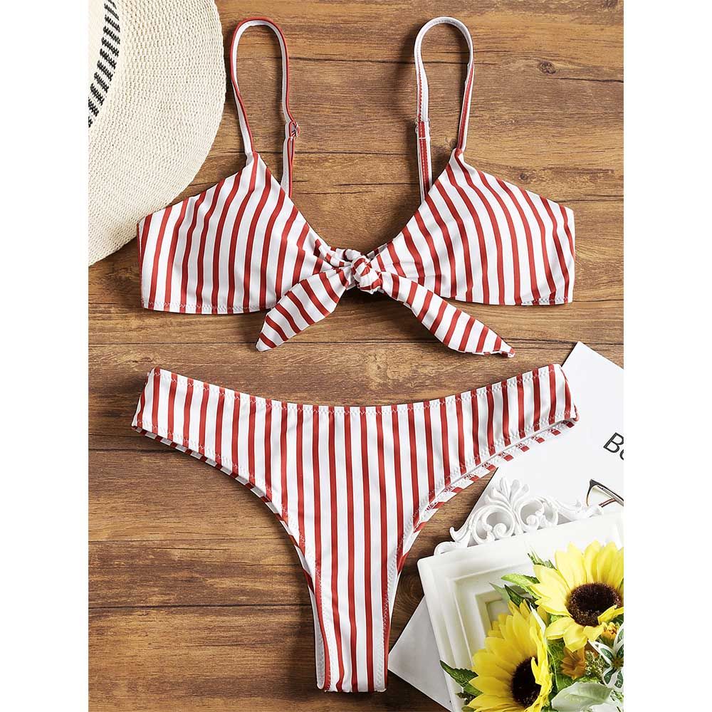 red and white striped bathing suit