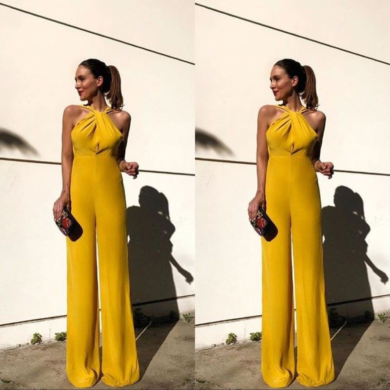 yellow chiffon jumpsuit