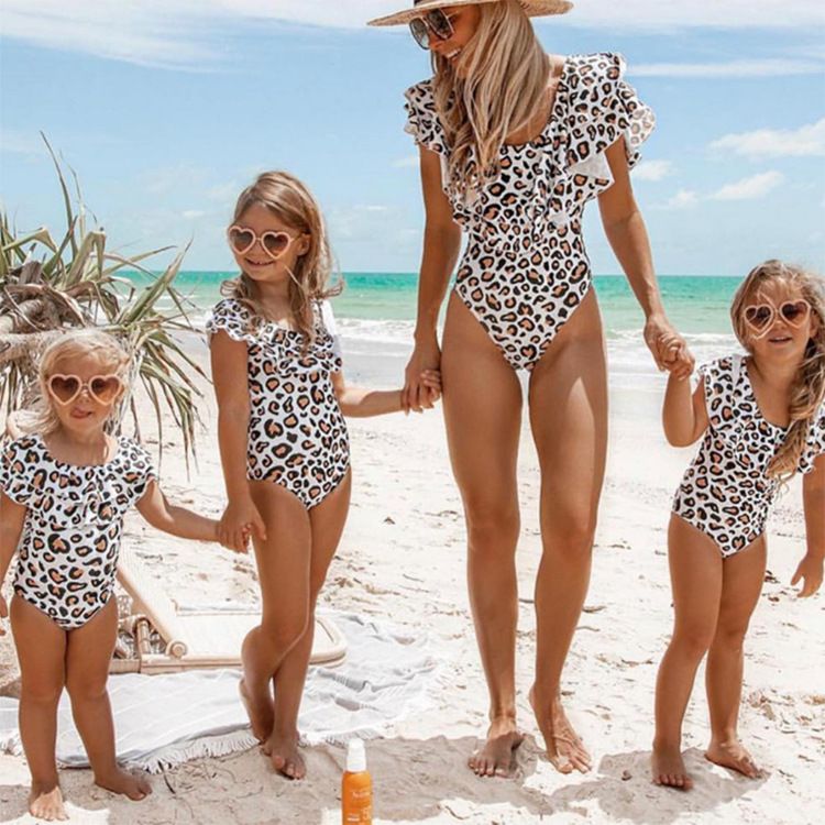 de baño para niños 2019 Nuevo Leopardo Estampado de leopardo Traje de Mamá