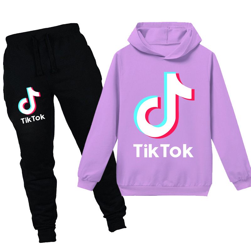 178 TIK T-ok Teens Tracksuit Sets Hoodie Suit Pullover 2 Piece Youth Sweatshirt Set 