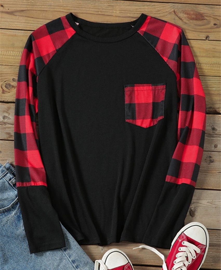 plaid baseball tee