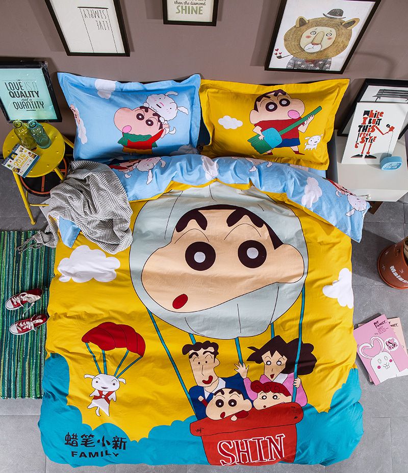 Anime Crayon Shin Chan Bedding Set Kids High Quality Cotton Autumn Duvet Cover Bed Sheet Pillowcases 3 Twin Queen Size 2019 From Qinqinmeling 157 62 Dhgate Com