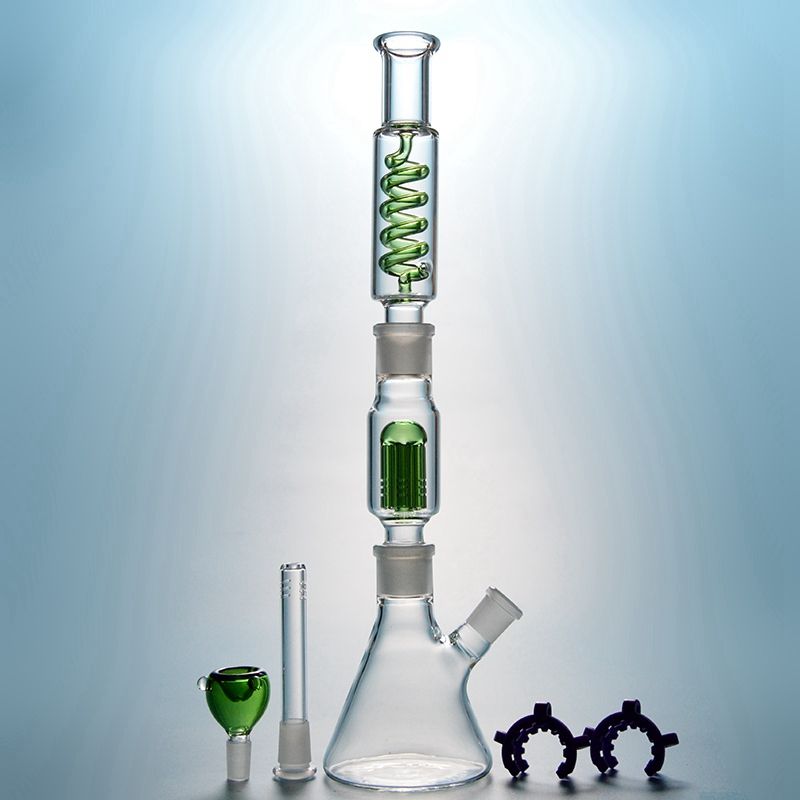 Green Bong + Bowl + Downstem Difussed + Clips