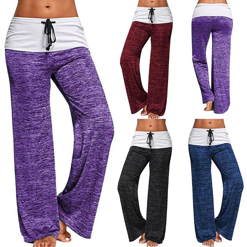 Women Sport Yoga Pants Capri Wide Leg 