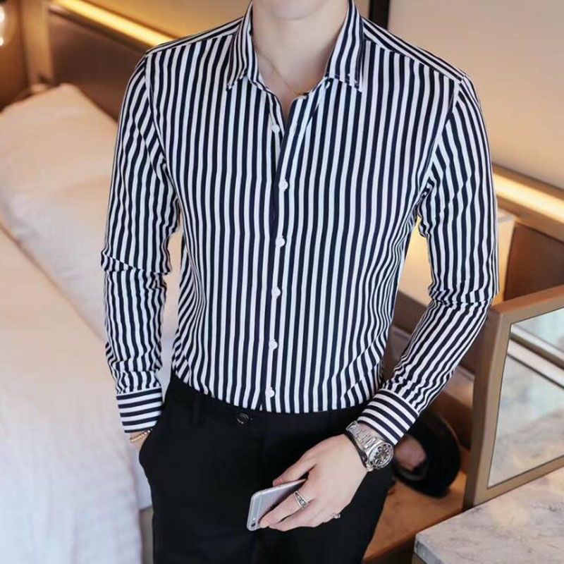 vertical striped dress shirt mens