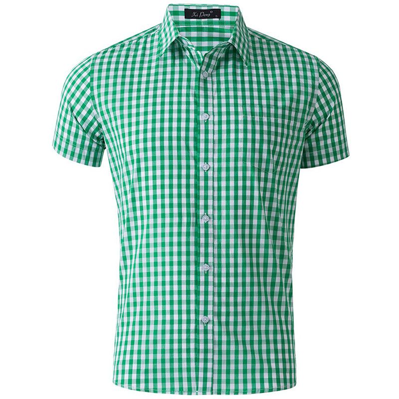 Compre Camisa A Cuadros Verde Vintage Con Estilo Para Hombre Camisas De Vestir De Manga Corta Para Hombre Slim Fit Cheques Gingham Chemise Homme GD27 A 15,7 € Del Lzssing | DHgate.Com