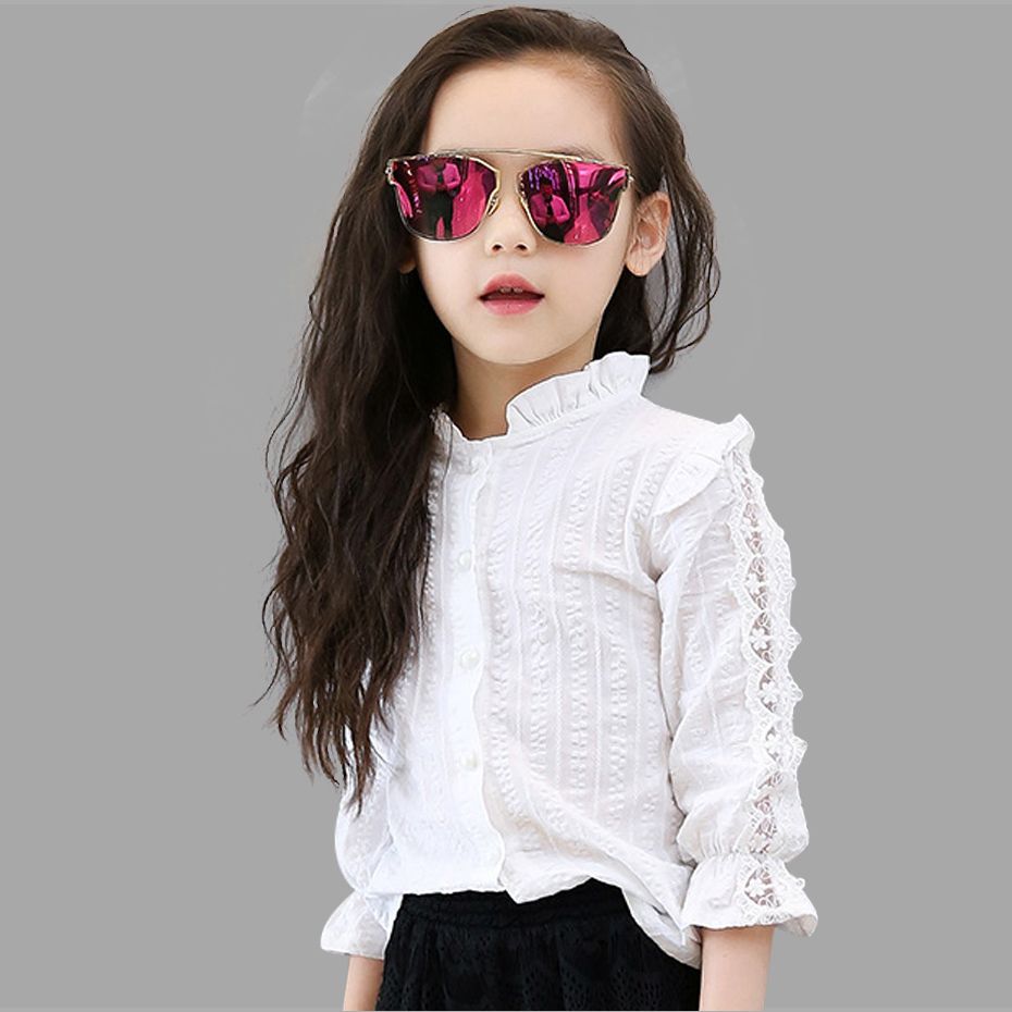 Niñas Blusa Blanca De Primavera Verano Adolescente Encaje Tops Las Muchachas Uniformes Escolares Camisa De Manga Larga Ropa Para 6 8 10 De 15,19 € | DHgate