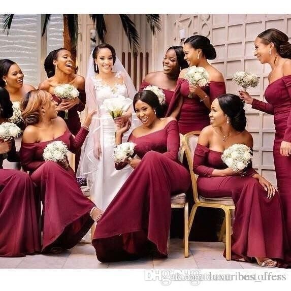 black and burgundy bridesmaid dresses